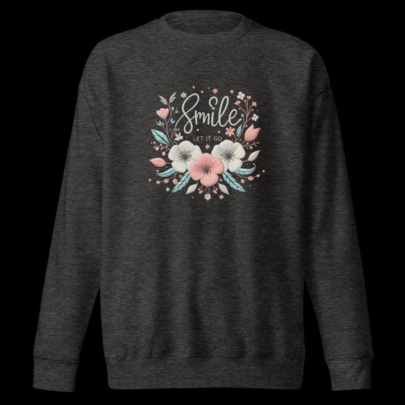Blossom in Joy: Smile & Let It Go Floral Horizon Embroidered Hoodie - Chic Posit - Picture 1 of 3
